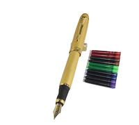 Jinhao 450 Fuente normal punta de la pluma de oro con 5 cartuchos de tinta de color Gullor