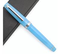 JINHAO 82 Pluma estilográfica acrílica con plumín de iridio (pluma fina, azul océano transparente con clip plateado)