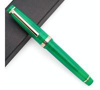 Jinhao 82 Pluma estilográfica acrílica con punta de iridio (plumín fino, verde turquesa transparente con clip dorado)