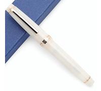 Jinhao 82 Pluma estilográfica acrílica con punta de iridio (punta fina, blanco transparente con clip dorado)