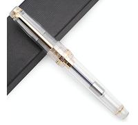 JINHAO 82 Pluma estilográfica de acrílico con pluma de iridio (pluma fina, transparente con clip dorado)