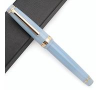 JINHAO 82 Pluma estilográfica de acrílico con pluma de iridio (punta fina, transparente gris azulado con clip dorado)