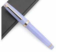 JINHAO 82 Pluma estilográfica de celuloide de tinta acrílica con convertidor de tinta (punta fina, clip dorado, violeta transparente)