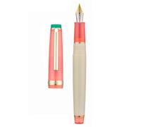 Jinhao 82 Pluma estilográfica, ribete dorado, plumín mediano, bolígrafo de escritura para oficina en color blanco y rojo mixto con convertidor