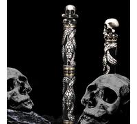 Jinhao Black Snake Pluma estilográfica Bent Nib Fude Pen con cabeza de calavera Metal sólido