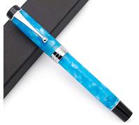 JINHAO Century Tofu 100 18KGP Pluma estilográfica de resina chapada en oro (azul océano, pluma media)