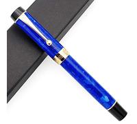JINHAO Century Tofu 100 18KGP Pluma estilográfica de resina chapada en oro (azul, pluma media)