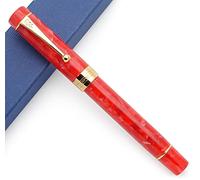 JINHAO Century Tofu 100 18KGP Pluma estilográfica de resina chapada en oro (rojo claro, pluma media)