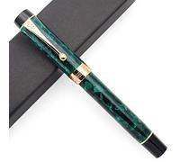 JINHAO Century Tofu 100 18KGP Pluma estilográfica de resina chapada en oro (verde, pluma media)