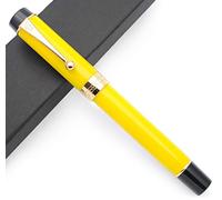 JINHAO - Century Tofu 100 Pluma estilográfica chapada en oro de 18 K (amarillo puro, punta mediana)