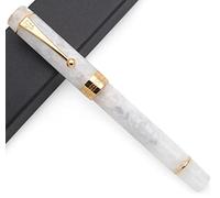 JINHAO - Century Tofu 100 Pluma estilográfica chapada en oro de 18 K (blanco nieve, punta mediana)