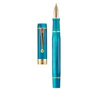 Jinhao Classic Pluma estilográfica azul pavo real, celuloide, punta mediana con conveter y juego de estuche para bolígrafo