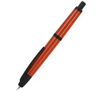 Jinhao - Pluma estilográfica de prensa 20 con estuche para bolígrafo, bolígrafo retráctil de resina con convertidor de tinta (punta extrafina, naranja rojizo (clip negro)