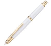 Jinhao Serie 10 Pluma Estilográfica de Presión Blanco Perla Retráctil Plumín Fino con Convertidor de Tinta y Estuche de Bolígrafo de Metal (Versión con Clip Dorado)