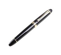 Jinhao X450 - Pluma estilográfica de punta negra y ribete dorado, punta M, pluma estilográfica, para estudiantes, suministros escolares, herramientas de escritura, acero inoxidable, derecha e