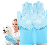 JINHUIYUAN Guantes de aseo para mascotas, guantes de silicona resistentes al calor con cerdas de alta densidad, diseño de cinco dedos para un baño suave de perros y gatos, champú y masaje