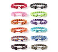 JINJUMEI 12 Piezas Pulseras Náuticas Trenzadas, Pulseras Surf con Cordón de Cuerda Marina, Surf Pulsera Cuerda Ajustable, Pulsera Ajustable Brazalete Colorida Hecha a Mano para Hombre Mujer