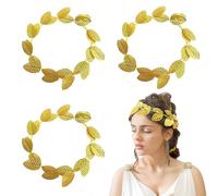 JINJUMEI 4 Piezas Corona de Cabeza Romana Tocado de Corona de Oro Diadema de Hoja Dorada Estilo Griego Corona,Tocado de Hoja de Laurel para Joyería Nupcial, Fiestas