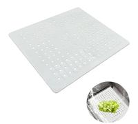 JINJUMEI Alfombrilla Fregadero Cocina Protector Fregadero 31,4 * 26,1cm Alfombrilla Silicona Estera de Drenaje para Fregaderos y Encimeras de Cocina (Blanco)