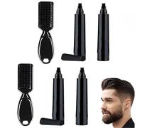 JINJUMEI Juego de 4 Lápices para Rellenar Barba con Cepillo para Barba Kit de Bolígrafo de Relleno para Barba Impermeable y Duradero para Bigotes y Cejas, Negro
