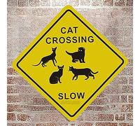 JINKAIRUI - Cartel de cruce para gato, 8 x 8 pulgadas, aluminio última intervensión de óxido, cafetería, sala de estar, hogar, decoración de pared, resistente a la decoloración, fácil montaje, uso en