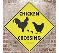 JINKAIRUI Cartel de metal con diseño de cruce de pollo, letrero de estaño orgánico para patio, patio, garaje, cueva, oficina, decoración del hogar al aire libre, 30,5 x 30,5 cm