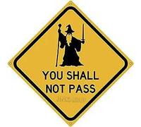 JINKAIRUI Letrero de metal con texto en inglés "You Shall Not Pass Bedroom Man Cave Garage Dorm Nerd Sign for Home Office Bar Interior Outdoor Wall Decor Yard Sign Square Sign 30.5 cm x 30.5 cm
