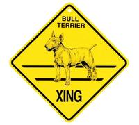 JINKAIRUI - Letrero de metal de estaño Bull Terrier para perro Xing con advertencia de precaución para el hogar, oficina, bar, decoración de pared para interiores y exteriores, letrero cuadrado de 8 x