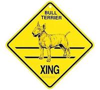 JINKAIRUI - Letrero de metal de estaño Bull Terrier para perro Xing con advertencia de precaución para el hogar, oficina, bar, decoración de pared para interiores y exteriores, letrero cuadrado de 12
