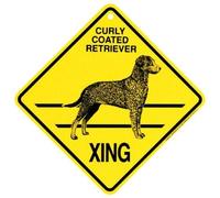 JINKAIRUI - Letrero de metal de estaño con revestimiento rizado, retriever Xing con precaución para perro, para el hogar, oficina, bar, decoración de pared para interiores y exteriores, letrero