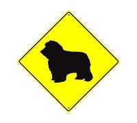 JINKAIRUI - Letrero de metal de estaño con símbolo de perro de oveja, cruce, animal Xing, cruz de animales, amarillo, para casa, oficina, bar, decoración de pared para interiores y exteriores, letrero