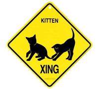 JINKAIRUI - Letrero de metal de estaño para gatito, Xing, precaución, cruce de gato, para el hogar, oficina, bar, interior, exterior, decoración de pared, letrero cuadrado de 8 x 8 pulgadas