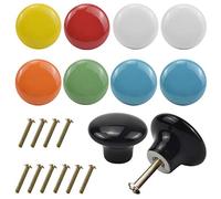 Jinlaili 10 Piezas Pomos y Tiradores de Muebles, 32MM Pomos Redondos de Cerámica de Colores, Pomo para Armario, Pomos para Puertas Armarios de Cocina Cajones de Comodas, Pomos Tiradores de Muebles