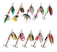 Jinlaili 10 Piezas Señuelos de Pesca Spinning, Cebos de Cucharilla de Pesca, Cebos de Pesca Artificiales de Metal, Accesorios Pesca Cebos, Kits de Señuelos de Pesca para Lucio Trucha Salmon Bass
