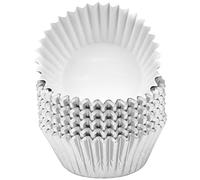 Jinlaili 100 Cápsulas Papel Metalizado para Cupcakes y Magdalenas - Muffins para Bodas, Cumpleaños, Navidad (Plata)
