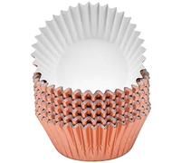 Jinlaili 100 Cápsulas Papel Metalizado para Cupcakes y Magdalenas - Muffins para Bodas, Cumpleaños, Navidad (Oro Rosa)