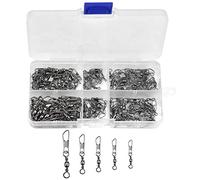 Jinlaili 100 Piezas Barril de Pesca Giratorio, Conectadores Emerillones, Chasquido Conectadores Emerillones, Anillos con Cierres de Seguridad