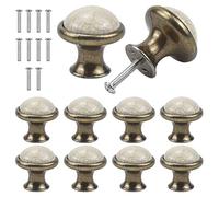 Jinlaili 10PCS Cerámica Pomo de Armario Redondo, 33MM Pomos y Tiradores de Muebles, Vintage Tirador para Cajón, Pomos para Puertas Armarios de Cocina Cajones de Comodas Antiguos (B)