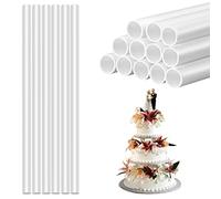 Jinlaili - 12 pasadores para Tartas de plástico Blanco, Dowels para Tartas Reutilizables Palos de Soporte de Torta de 30 cm para Uso en construcción y apilamiento de Pasteles en Capas