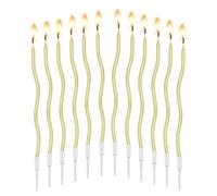 Jinlaili 12 Piezas Velas Cumpleaños Dorado, Velas de Tarta de Cumpleaños Espiral, Velas Largas para Cupcakes Adecuado para Fiestas De Cumpleaños, Aniversarios De Bodas, Etc.