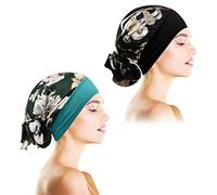 Jinlaili 2 × Gorro Quimioterapia Mujer, Quimioterapia Cancer Turbante, Elegante Verano Sombrero de Chemo, Pañuelos Oncologicos para Mujer, para Chemo, Oncológico, Noche, Pèrdida de Pelo