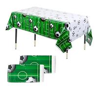 Jinlaili 2 Piezas 137x274cm Mantel de Plástico, Manteles Mesa Estampado de Fútbol, Mantel Impermeable,Manteles Rectangulares, Cubiertas de Mesa, Mantel para Fiesta Banquetes Cumpleaños de Niños(Verde)