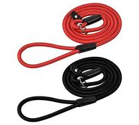 Jinlaili 2 Pzs Ajustable Collar Correa de Perro Mascota en Nylon, Trenzada Correa Retriever, Cuerda de Entrenamiento con Manija de Control, Correas para Perros Pequeños Medianos Grandes (Negro+Rojo)