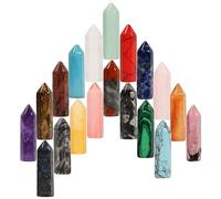 Jinlaili 20 Piezas De Cristales Curativos Conjuntos De Piedras,Cristal curativo natural Hexagonal,Piedra natural curación de cristal piedras,para meditación,relajación