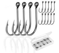 Jinlaili 200 anzuelos de pesca, 10 tamaños, ganchos duraderos con púas, anzuelos de carpas de acero al carbono, accesorios para capturas de peces, con caja de almacenamiento