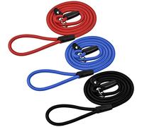 Jinlaili 3 Piezas Correa de Perro Delgadas, Suave Correa Perro, Trenzada Correa Retriever, Correa de Entrenamiento de Mascotas, Ajustable Collar Correa en Nylon para Perros Pequeños (Negro+Rojo+Azul)