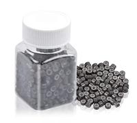 Jinlaili 500 Piezas Micro Anillas Siliconadas para Extensiones de Cabello, Micro Enlaces con Silicona Marron Oscuro, Micro Anillo Cuentas 5mm, Anillos de Extensión de Cabello Extensiones de Pelo (#2)