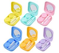 Jinlaili 6PCS Caja de Lentes de Contacto, Kit de Viaje Estuche Lentillas, Estuche para Lentes de Contacto Portátil con Pinza Aplicador Palo Botella de Solución Espejo Incorporado para Viajes y Hogar