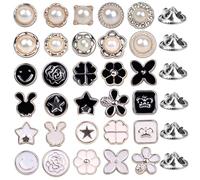 Jinlaili - Botones de broche de seguridad, 30 piezas botones de disimulación, botones de broche de camisa, que cubren botones de alfiler, simple broche para mujer, ropa de botón pinos, para mujer, pin