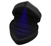 Jinlaili Caja de Anillo con Luz LED, Caja de Terciopelo para Guardar 2 Anillos, Joyero de Anillo, Caja Regalo de Joyería, Caja de Anillo de Corazón para Propuesta de Boda y Festival (Negro 3)